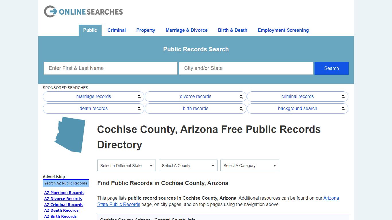 Cochise County, Arizona Public Records Directory