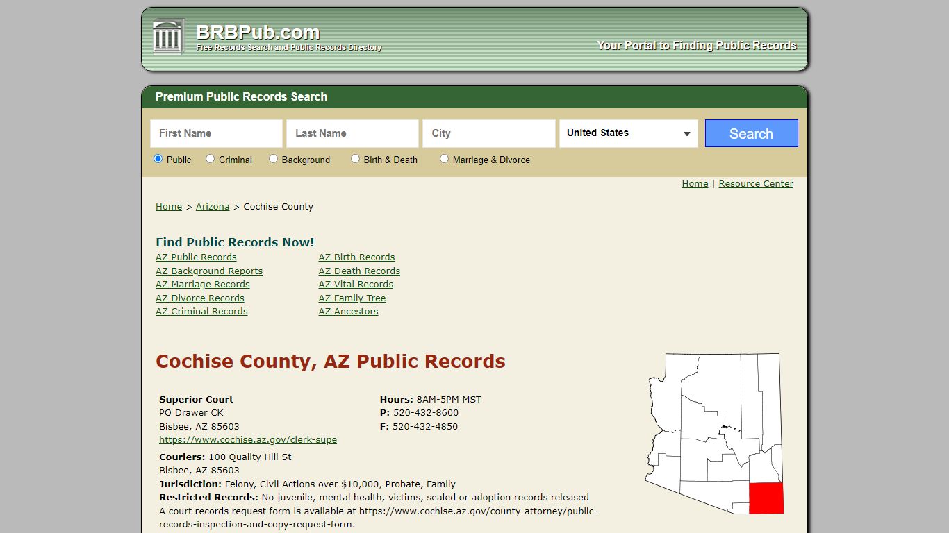 Cochise County Public Records | Search Arizona Government ...